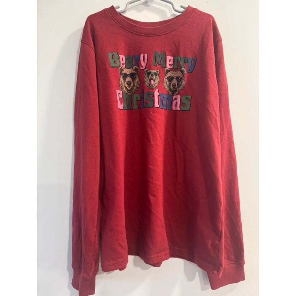 Boys Long Sleeve Christmas Shirt-Size XL